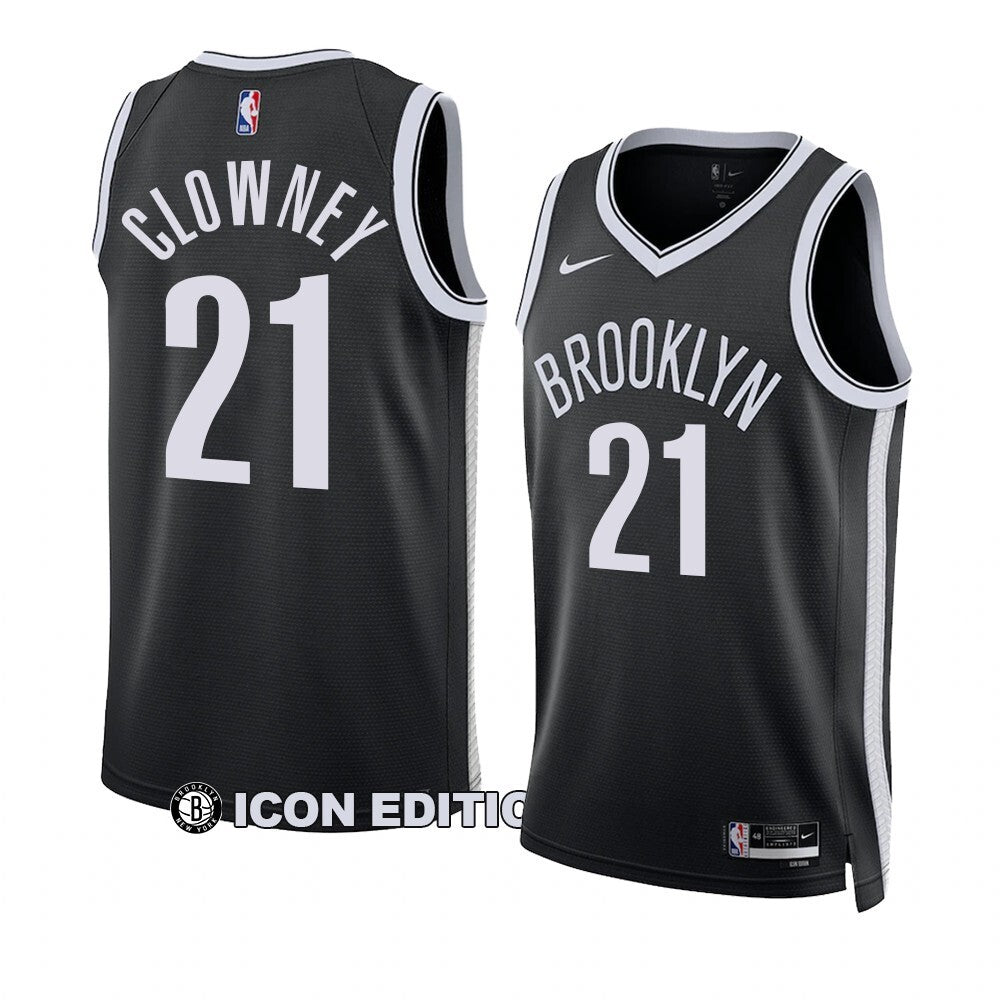 Brooklyn Nets #21 Noah Clowney 2023 NBA Draft Men Black Jersey 2022-2023 Icon Edition
