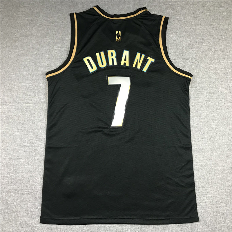 Brooklyn Nets #7 Kevin Durant New Black Gold Style 1