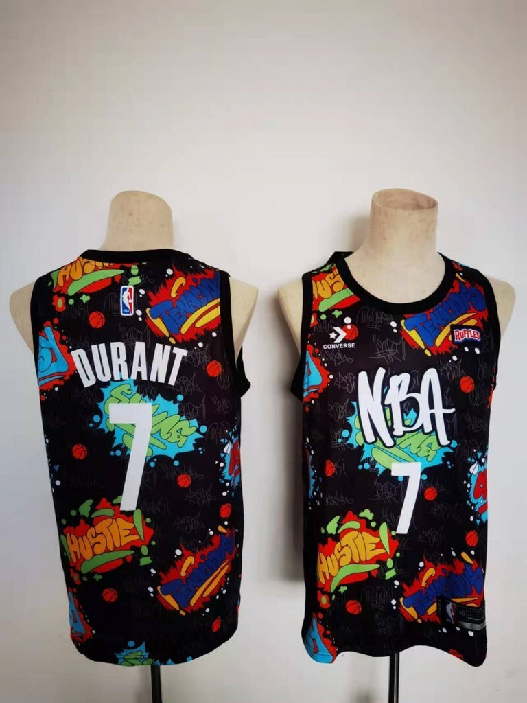 Brooklyn Nets #7 durant 2022 nba all-star kit pop culture street art black jersey