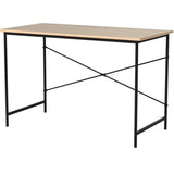 Modern Home Office Computer Desk Table with Black Metal Frame Wood Top in Oak