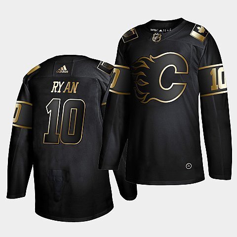 Calgary Flames #10 Derek Ryan Black Golden Edition Authentic Jersey Black