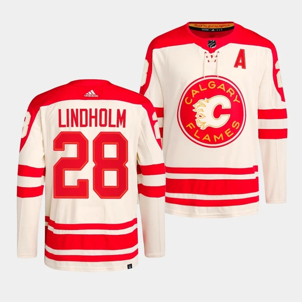 Calgary Flames #28 Elias Lindholm 2023 NHL Heritage Classic Cream Authentic Jersey