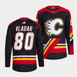 Calgary Flames #80 dan-vladar-black-2022reverse-retro-2.0-authentic-primegreen-jersey