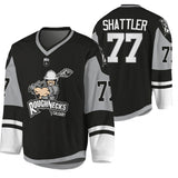 Calgary Roughnecks #77 Jeff Shattler sublimated-2021-22-black-jersey