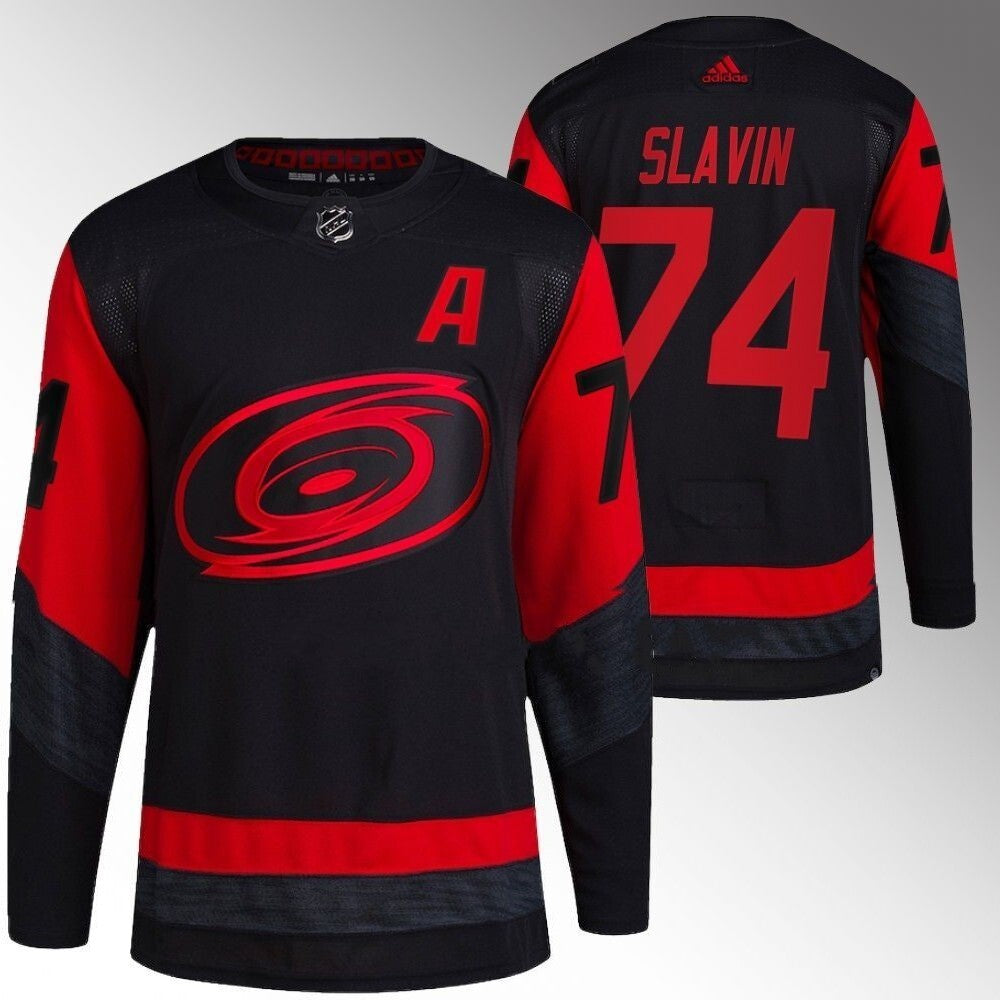 Carolina Hurricanes #74 Jaccob Slavin Black 2023 NHL Stadium Series Jersey