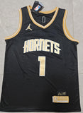 Charlotte Hornets #1 Ball 2425 jersey blackgold Style 2