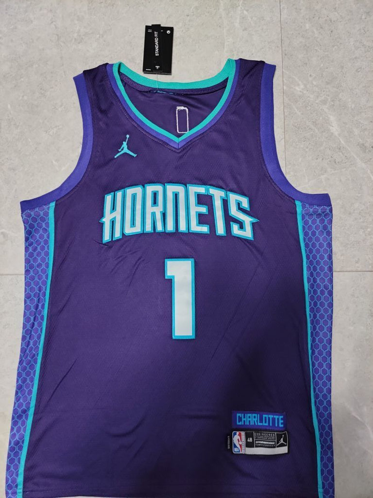 Charlotte Hornets #1 LaMelo Ball 22-23 Season nba Pelicans Team 1# Purple Jersey Style 2
