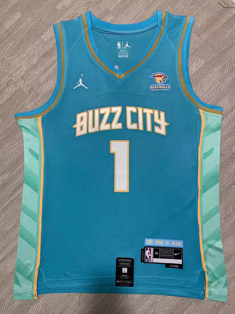 Charlotte Hornets #1 LaMelo Ball 24 Hornets 1 City Edition Style 2