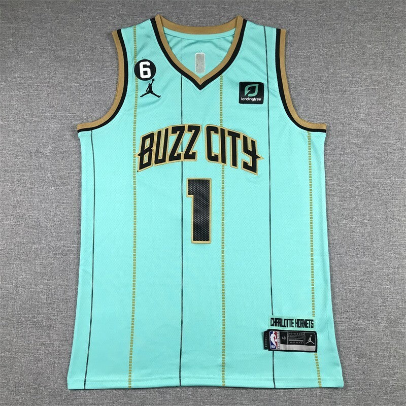 Charlotte Hornets #1 LaMelo Ball Hornets 1 Light Green New Style 2