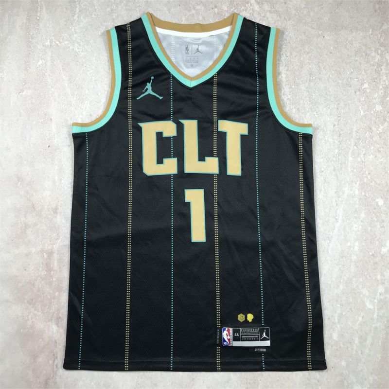 Charlotte Hornets #1 LaMelo Ball Hot Press Hornets 1 Black City s-xxl Style 2
