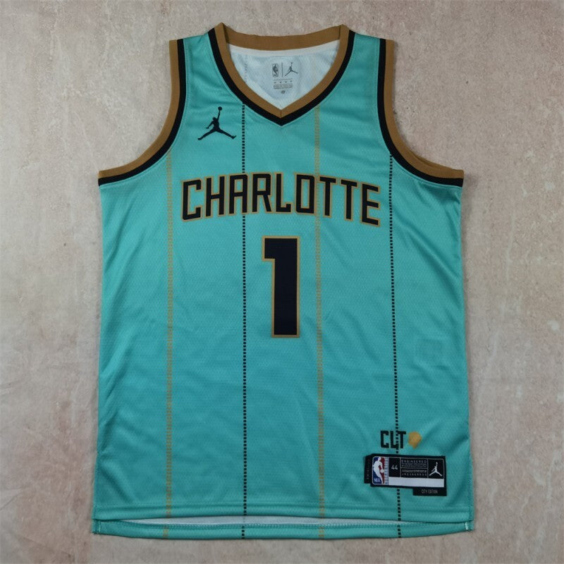 Charlotte Hornets #1 LaMelo Ball Hot Press Hornets Style 2