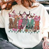 Checkered Howdy Mama T-Shirt, Western Mama T-Shirt, Cowhide Mama Shirt, Cowgirl Mama, Mothers Day Gifts