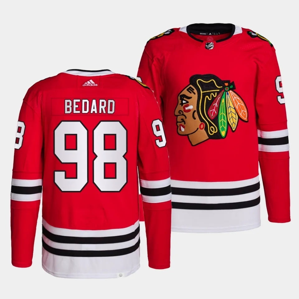 Chicago Blackhawks #98 Connor Bedard 2023 NHL Draft Authentic Home Red Jersey