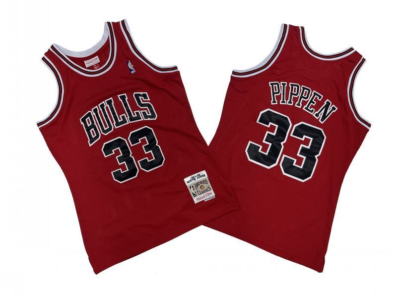 Chicago Bulls #33 Scottie Pippen Bulls 33 # Red 97-98 Season Mitchell Retro Jersey -- Scottie . Pippen Style 2
