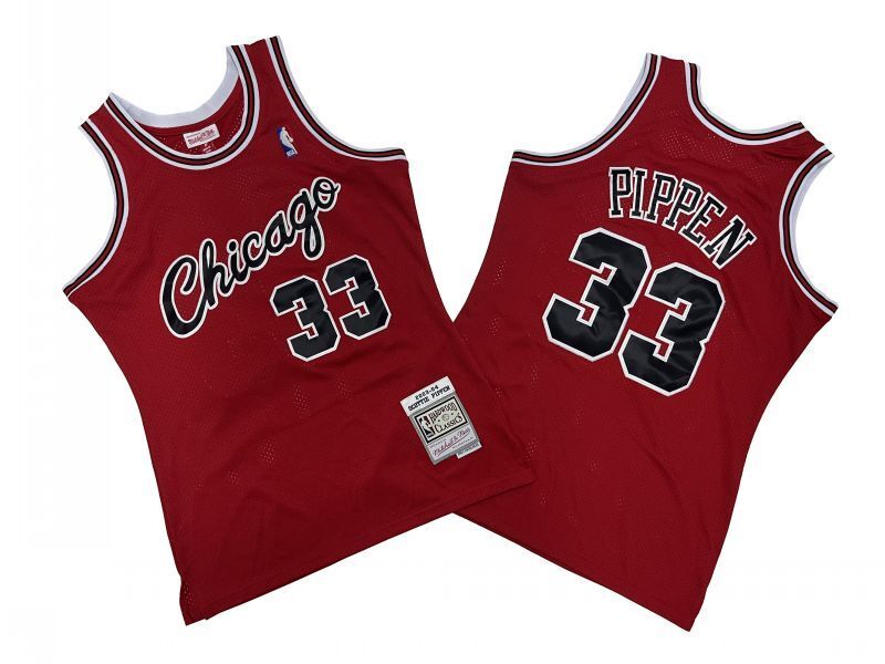 Chicago Bulls #33 Scottie Pippen Bulls 33 # Red Chicago Edition 03-04 Season Mitchell Retro Jersey -- Scottie . Pippen Style 2