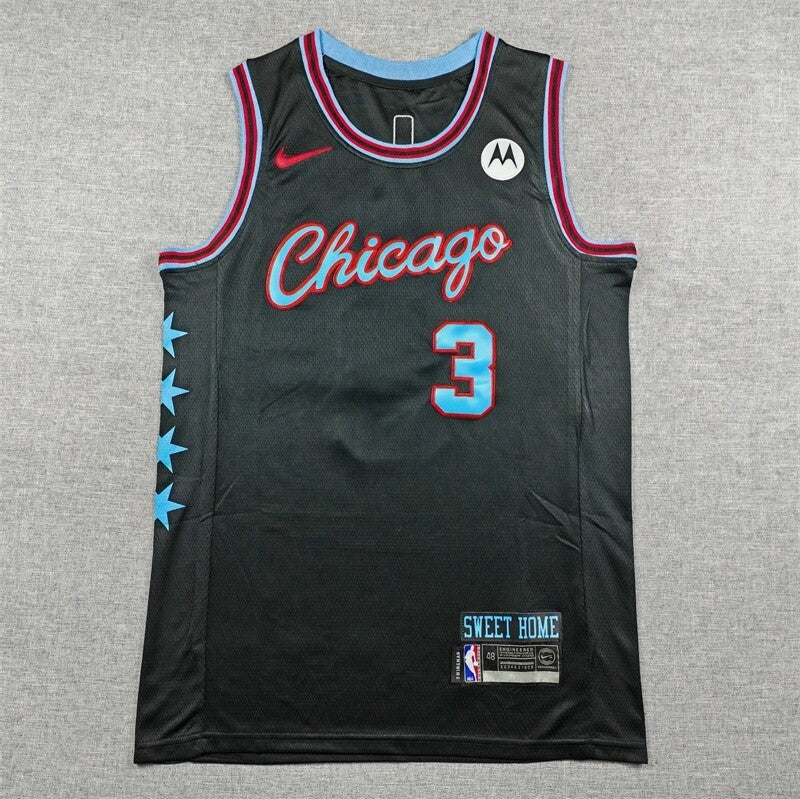 Chicago Bulls #3 Josh Giddey 26 Bulls 3 Black City Edition Style 2