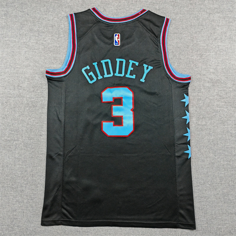 Chicago Bulls #3 Josh Giddey 26 Bulls 3 Black City Edition Style 3
