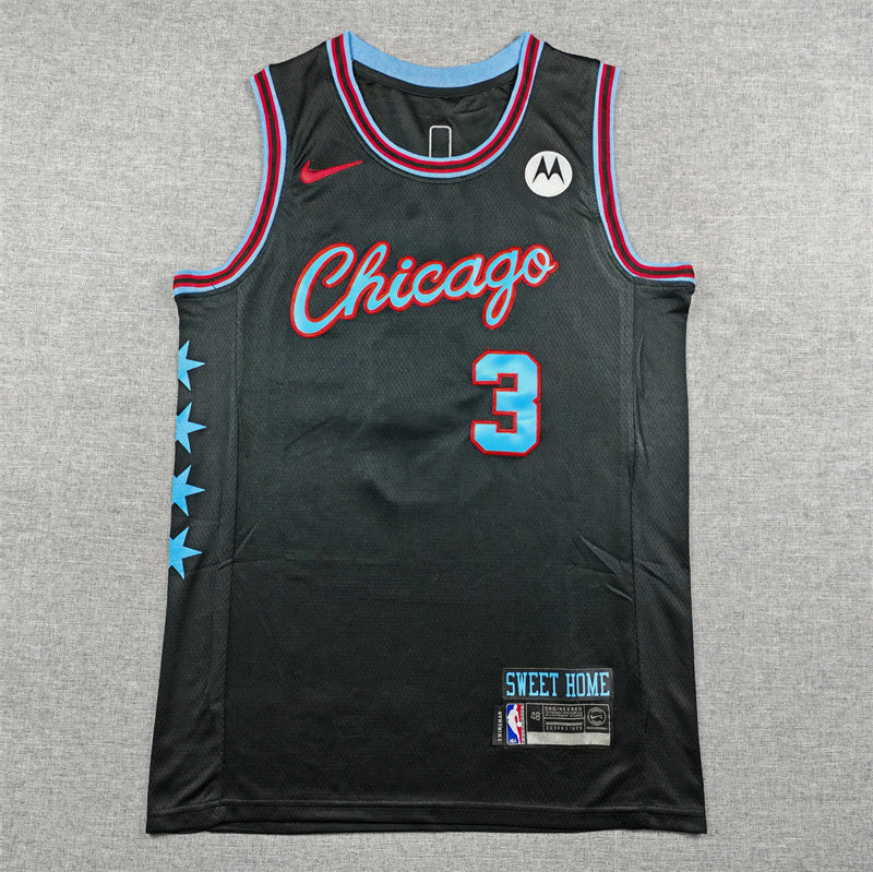 Chicago Bulls #3 Josh Giddey 26 Bulls 3 Black City Edition Style 4