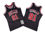 Chicago Bulls #91 Dennis Rodman Bulls 91 # Black Red 95-96 Season Mitchell Retro Jersey --. Rodman Style 2