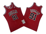 Chicago Bulls #91 Dennis Rodman Bulls 91 # Red 97-98 Season Mitchell Retro Jersey -- Scottie . Pippen Style 1