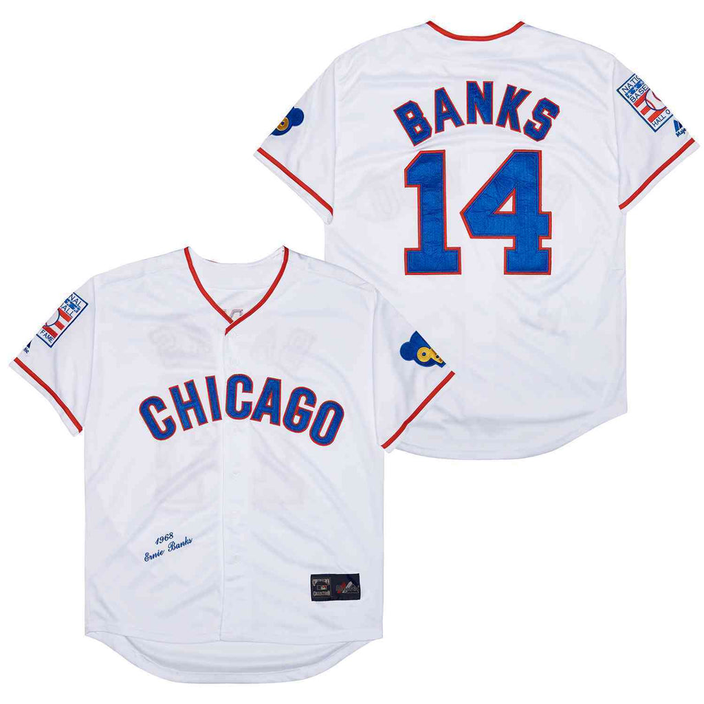 Chicago Cubs #14 Ernie Banks Cubs 14 White Edition Retro