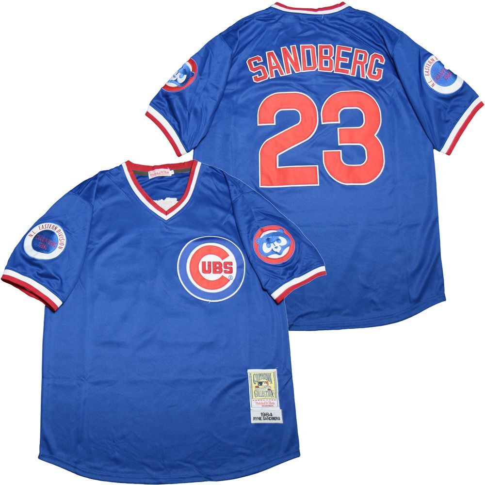 Chicago Cubs #23 Ryne Sandberg Cubs 23 Blue Pullover 1984 Retro