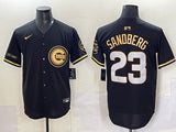 Chicago Cubs #23 Ryne Sandberg Cubs Black Gold V3 Style 2