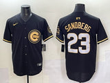 Chicago Cubs #23 Ryne Sandberg Cubs Black Gold V3 Style 4