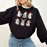 Christmas Retro Ghosts Reading Books T-Shirts Sweatshirts Teacher Librarian Christmas Gift Winter Season Trendy Christmas Book Lover Shirts