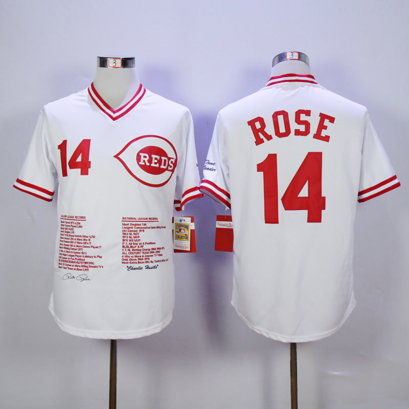 Cincinnati Reds #14 Pete Rose Reds 14 White Pullover Edition Retro