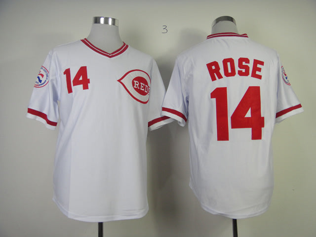 Cincinnati Reds #14 Pete Rose Reds 14# White Retro 1976