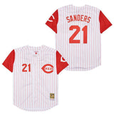 Cincinnati Reds #21 Deion Sanders Reds 21 White Red Red Retro