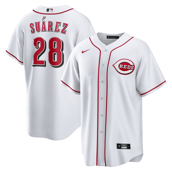 Cincinnati Reds #28 Eugenio Suarez Home Replica Jersey - White_conew1