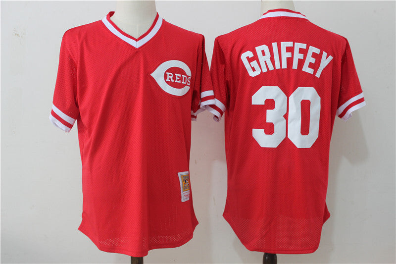 Cincinnati Reds #30 Ken Griffey Jr Mesh Throwback