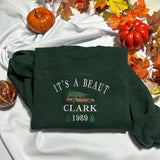 Clark Embroidered Sweatshirt - Women's Long Sleeve Top for Christmas Season - Pullover, Womenswear