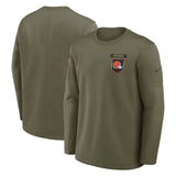 Cleveland Browns Olive 2025 Salute to Service Sideline Coaches Therma-FIT Long