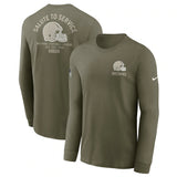 Cleveland Browns Olive 2025 Salute to Service Sideline Long Sleeve T-Shirt