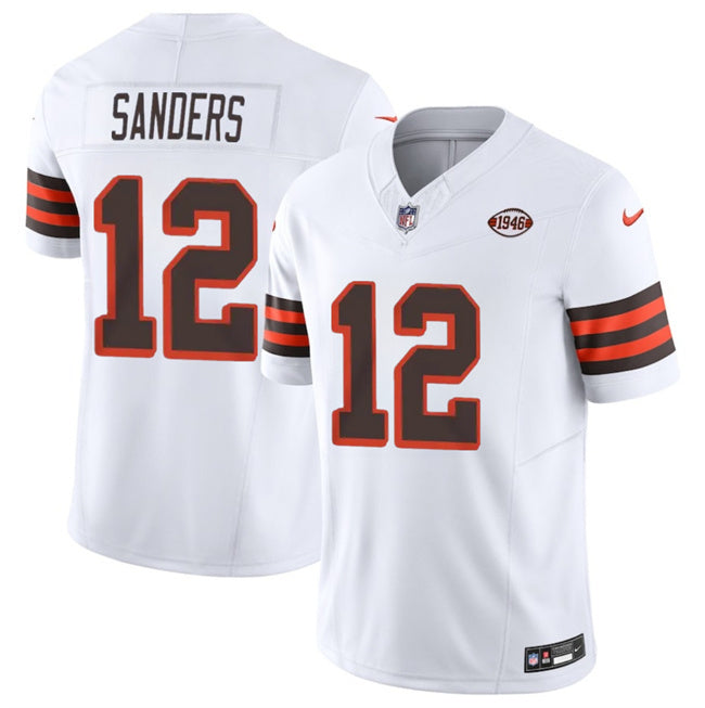 Cleveland Browns #12 Shedeur Sanders White 2025 Draft 1946 Collection F.U.S.E