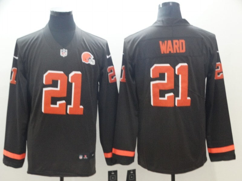Cleveland Browns #21 Denzel Ward Long Sleeve 958