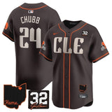 Cleveland Browns #24 Nick Chubb Brown With Jim Brown Memorial & Home Patch