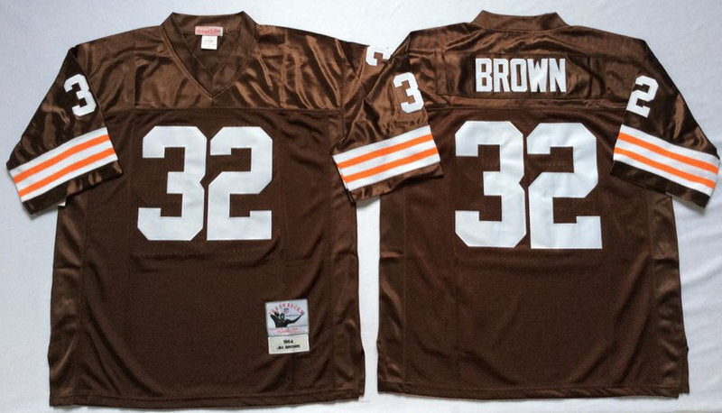 Cleveland Browns #32 Jim Brown 1964 Authentic Throwback Style 1