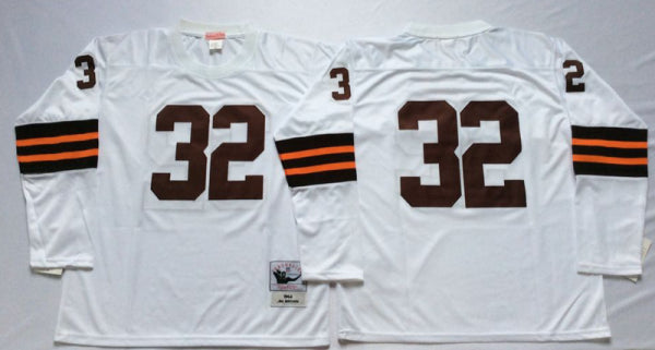 Cleveland Browns #32 Jim Brown Brown With Short Sleeve Throwback (1)_conew1