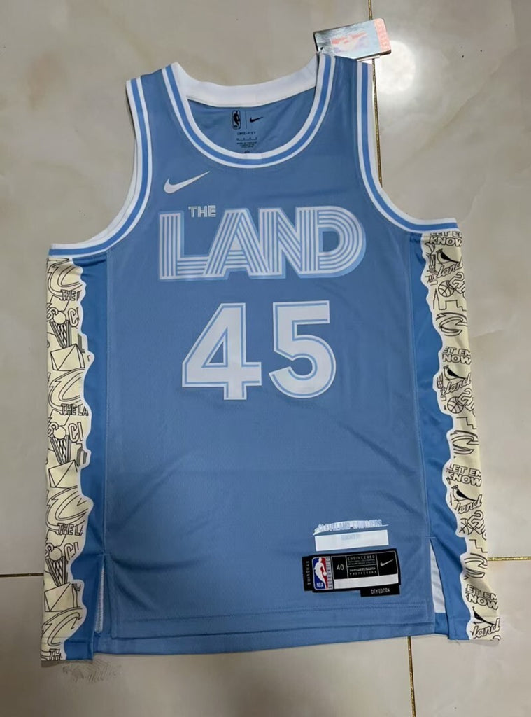 Cleveland Cavaliers #45 Donovan Mitchell 25 Cavaliers City Light Blue Style 2