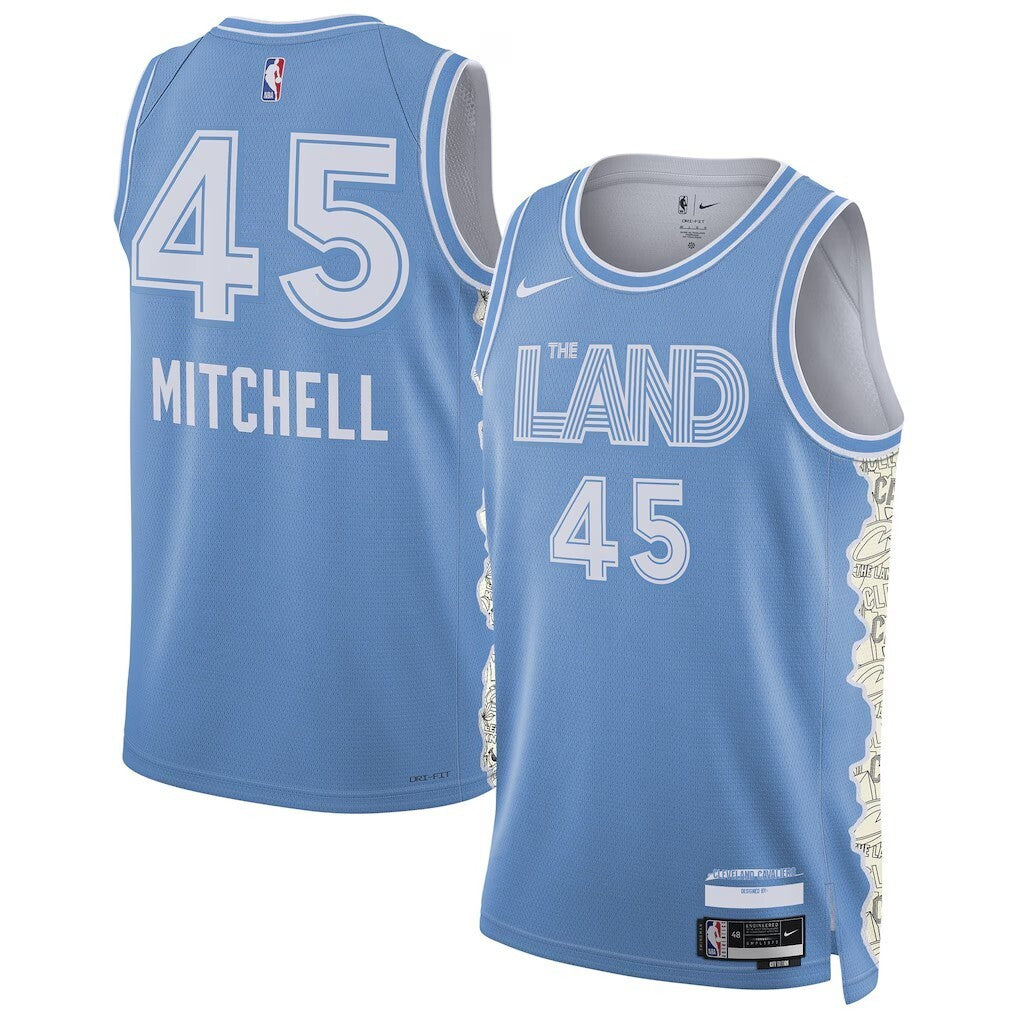 Cleveland Cavaliers #45 Donovan Mitchell Unisex 202425 Swingman Player Jersey - City Edition - Light Blue