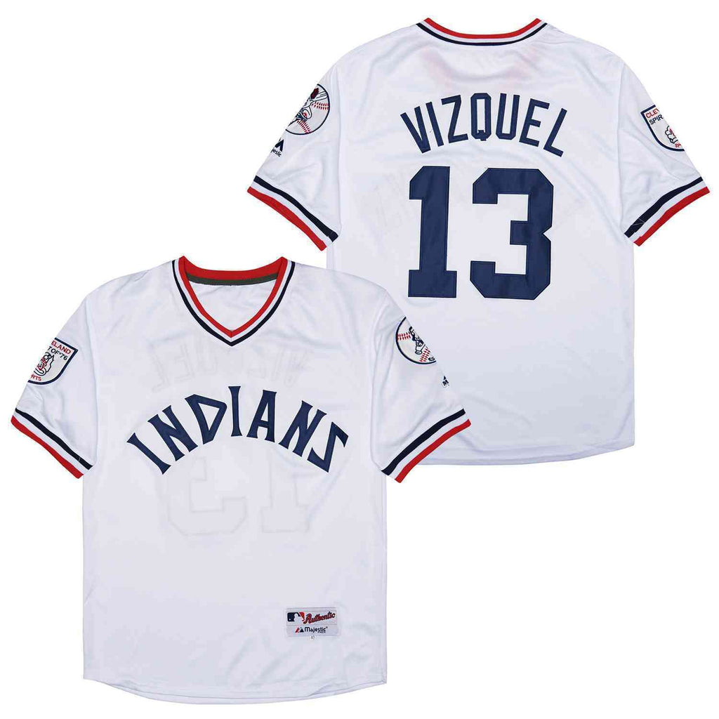 Cleveland Indians #13 Omar Vizquel Indians 13 White Inverted