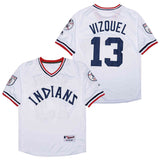 Cleveland Indians #13 Omar Vizquel Indians 13 White Inverted