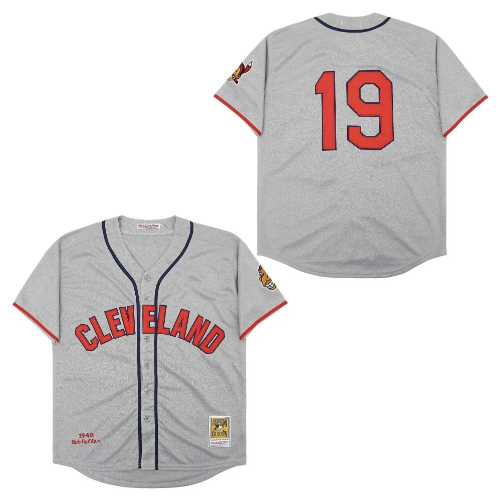 Cleveland Indians #19 Bob Feller Indians 19 # Hemp Gray Retro