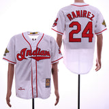 Cleveland Indians #24 Manny Ramirez Indians 24 White 1995 Retro