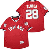 Cleveland Indians #28 Corey Kluber Indians 28 Red Pullover Inverted