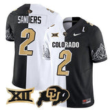 Colorado Buffaloes #2 Shedeur Sanders White Black Split F.U.S.E. With Big 12 XII